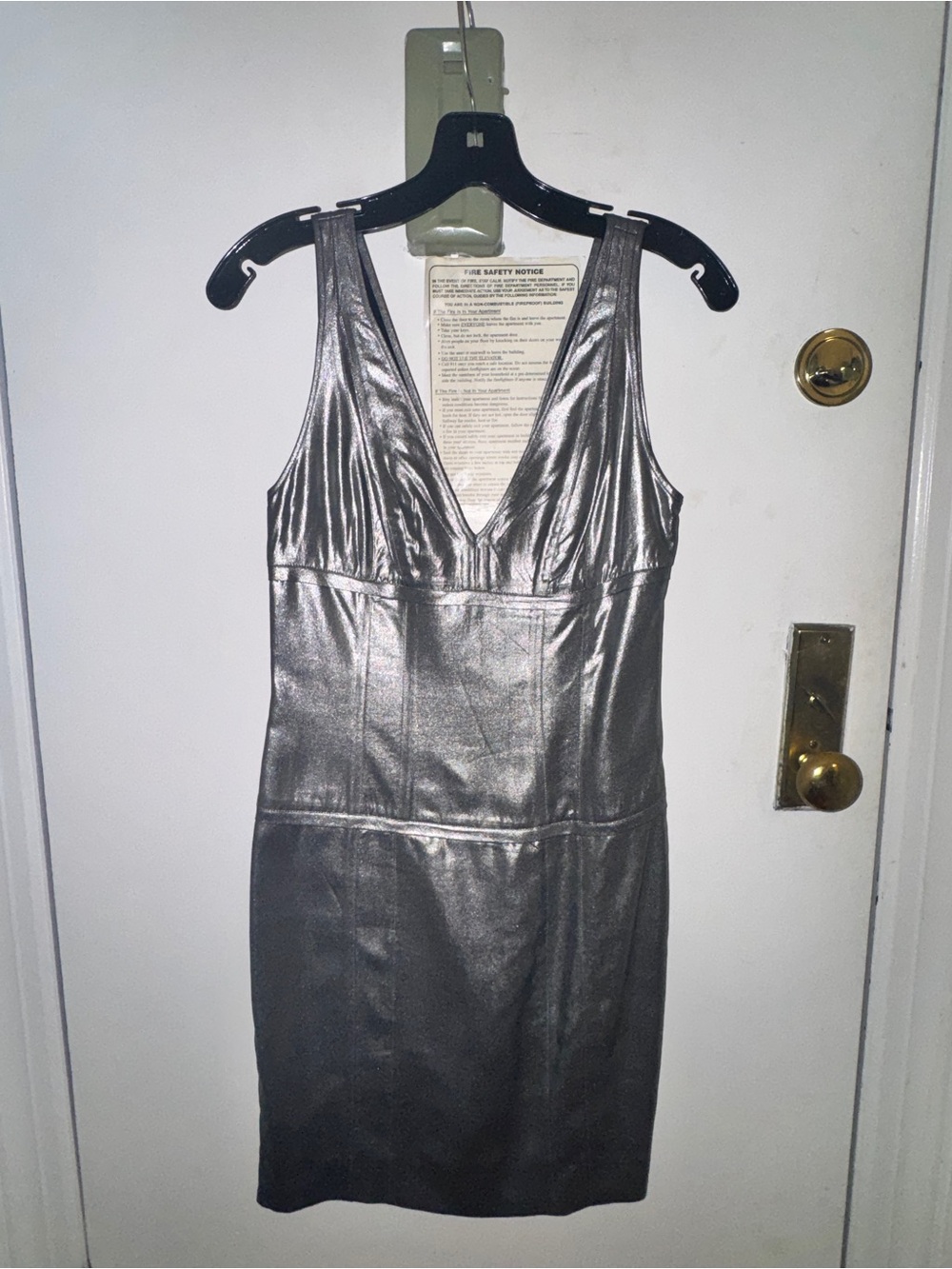 Narciso Rodriguez Metallic Silver V-Neck Mini Dress